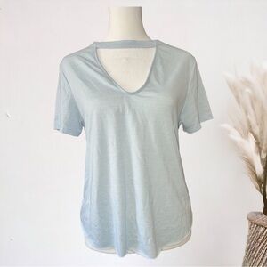 ME TO WE Womens light blue top v-neck short sleeves size S